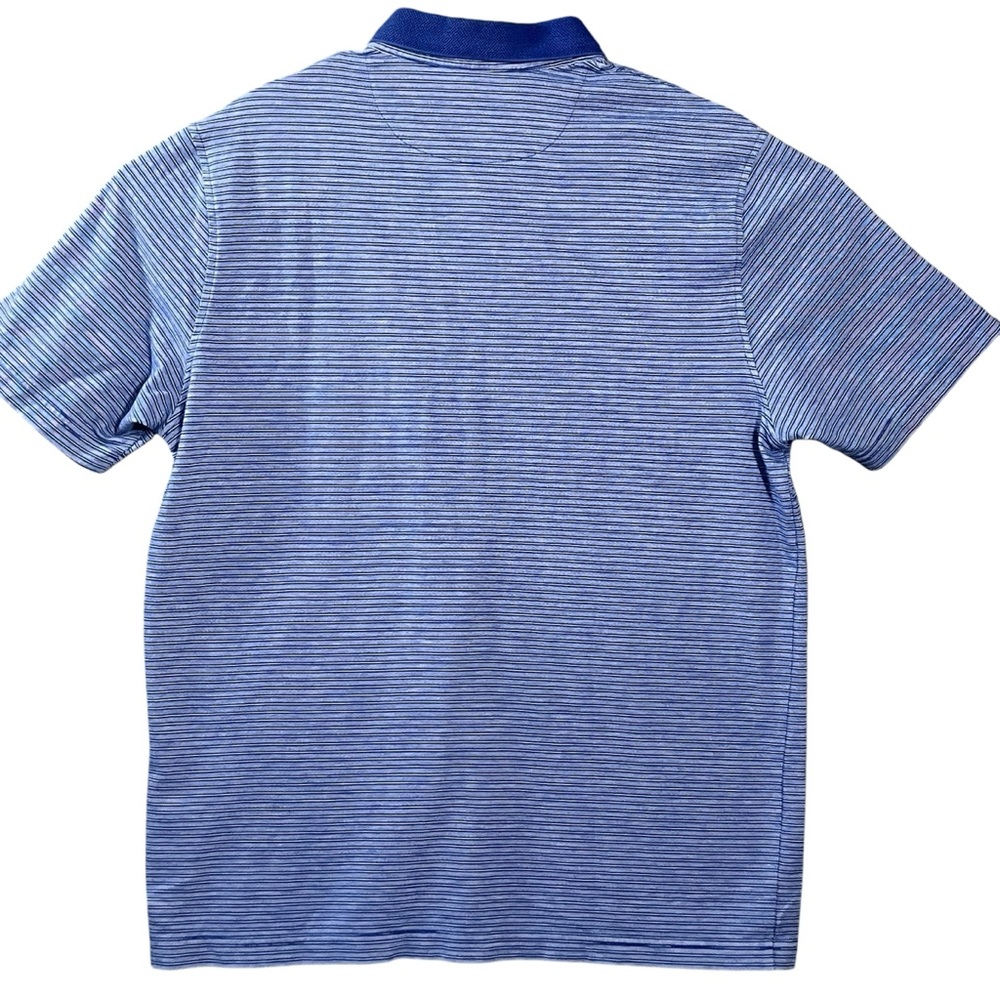 HART SCHAFFNER MARX Polo Shirt Men's Large Blue White Short Sleeve Golf Logo EUC - Picture 5 of 6